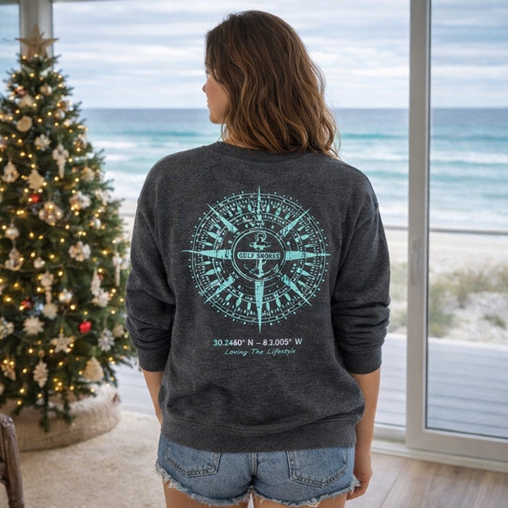 Gulf Shores Beach Sweatshirt Adult Mens Size Small Alabama Gulf of America Gray